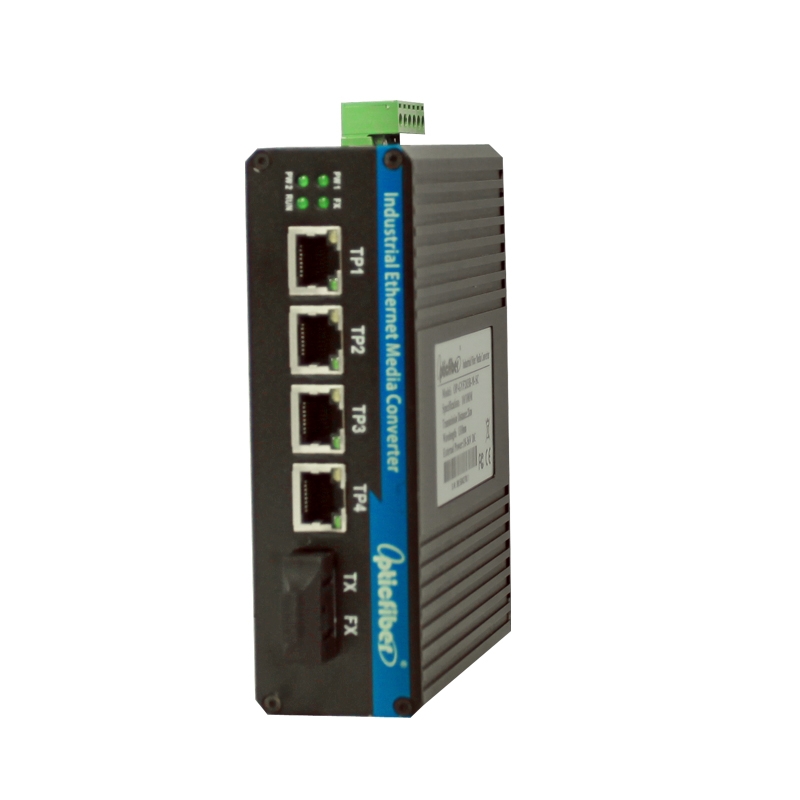 百兆1光4電工業級光纖收發器